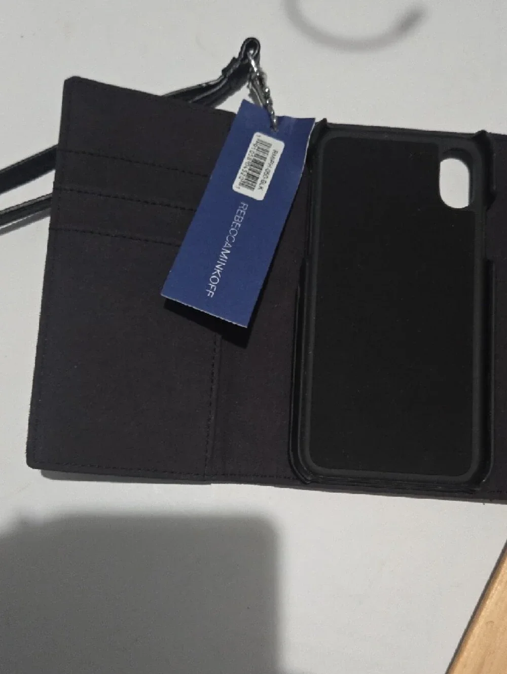 Rebecca Minkoff Black Leather Wristlet with Silver Hardware